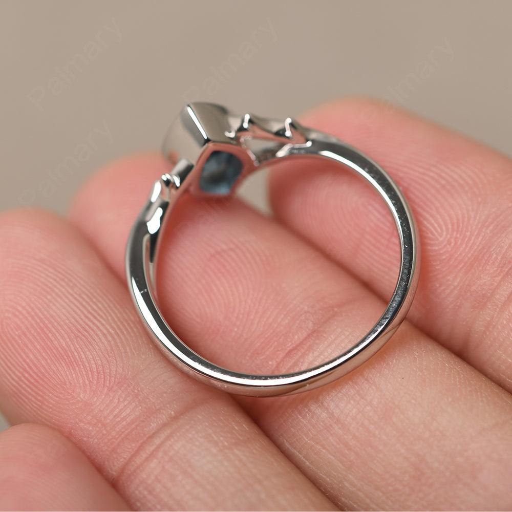 Bezel Setting Pear Shaped London Blue Topaz Ring - Palmary