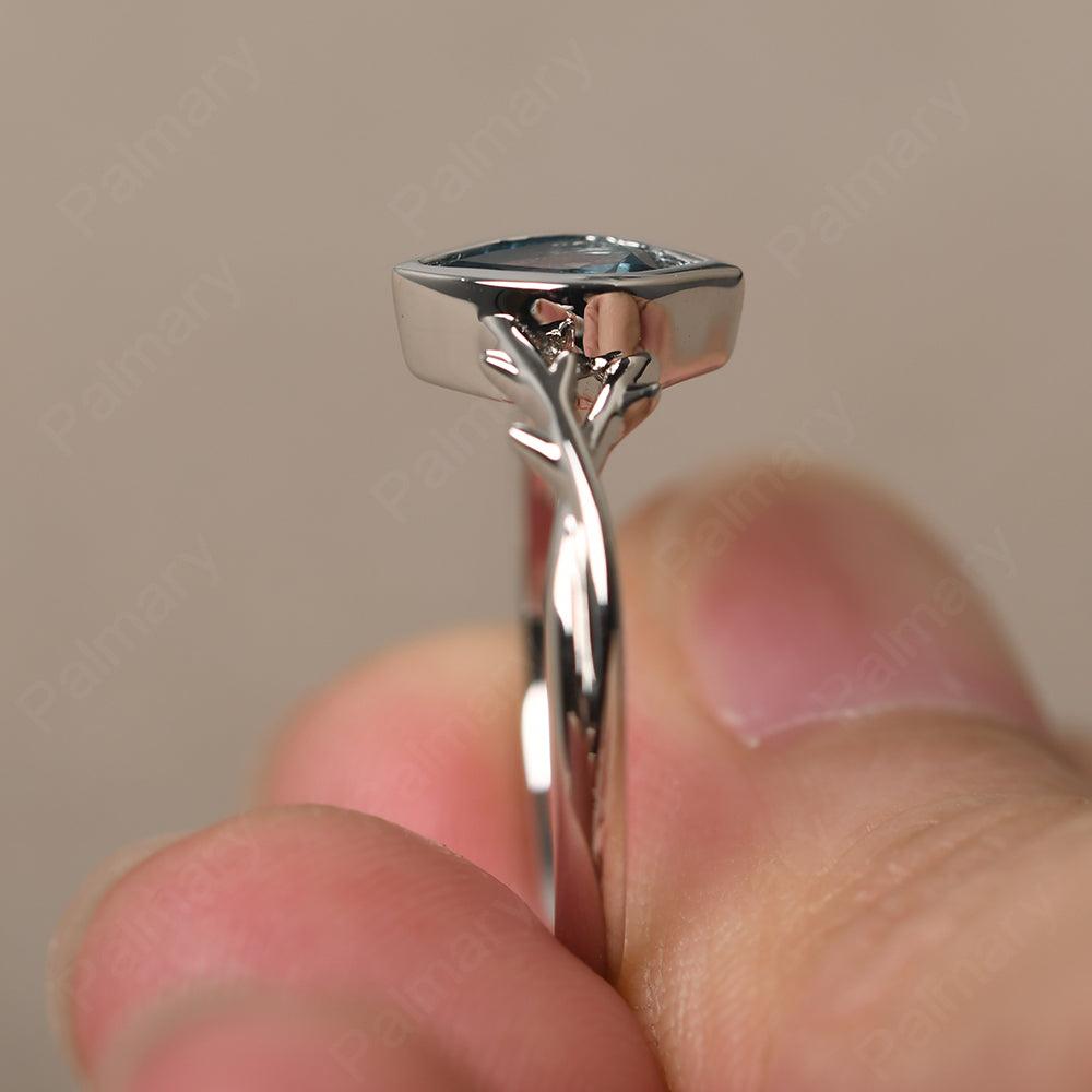 Bezel Setting Pear Shaped London Blue Topaz Ring - Palmary
