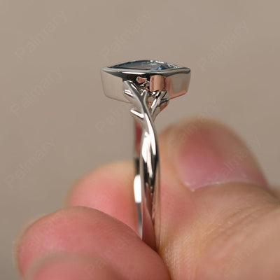 Bezel Setting Pear Shaped London Blue Topaz Ring - Palmary