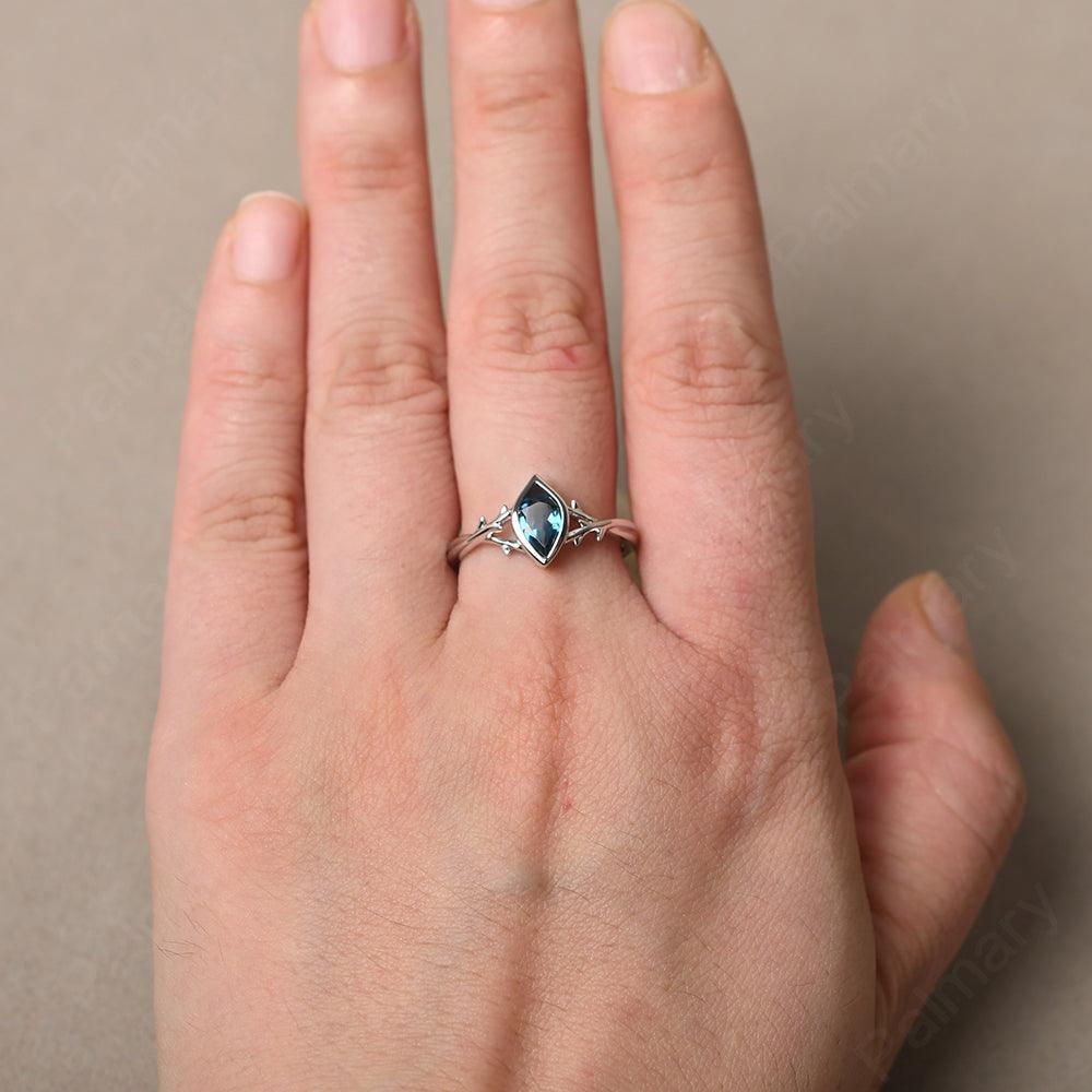 Bezel Setting Pear Shaped London Blue Topaz Ring - Palmary