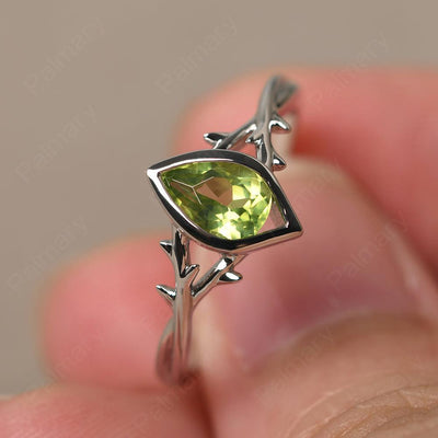 Bezel Setting Pear Shaped Peridot Ring - Palmary