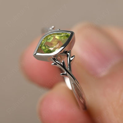 Bezel Setting Pear Shaped Peridot Ring - Palmary