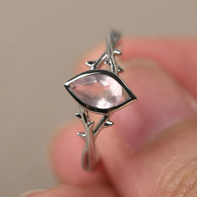 Bezel Setting Pear Shaped Rose Quartz Ring - Palmary