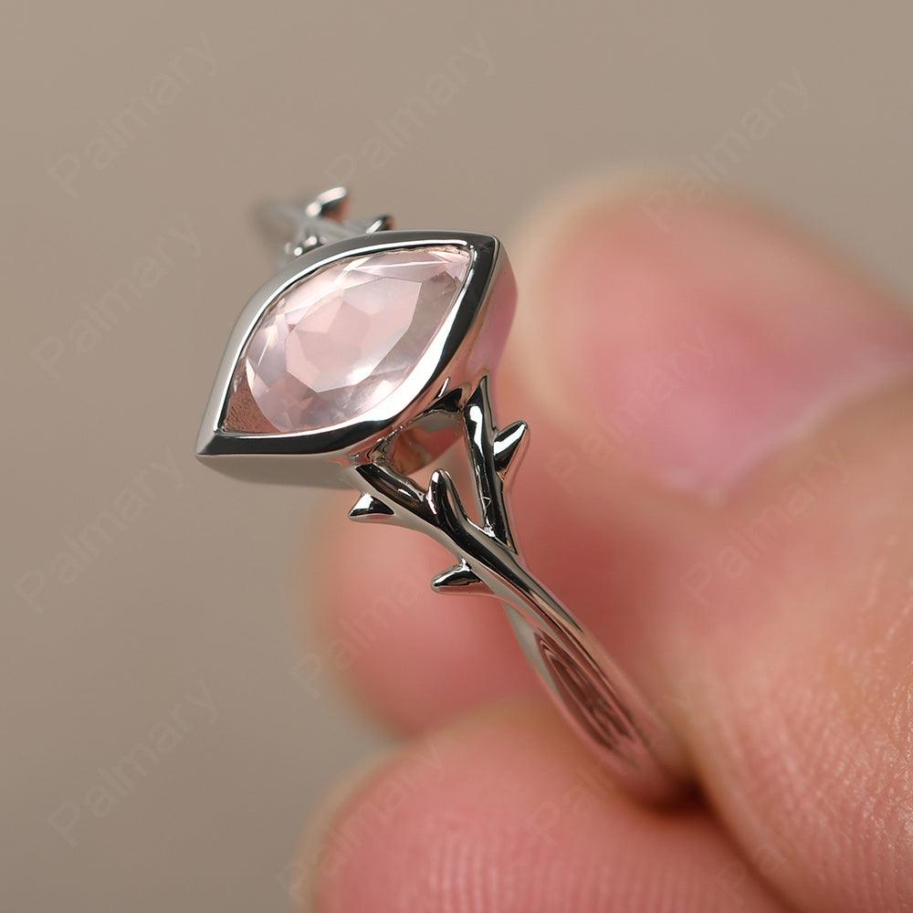 Bezel Setting Pear Shaped Rose Quartz Ring - Palmary