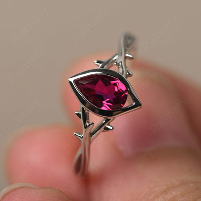 Bezel Setting Pear Shaped Ruby Ring - Palmary