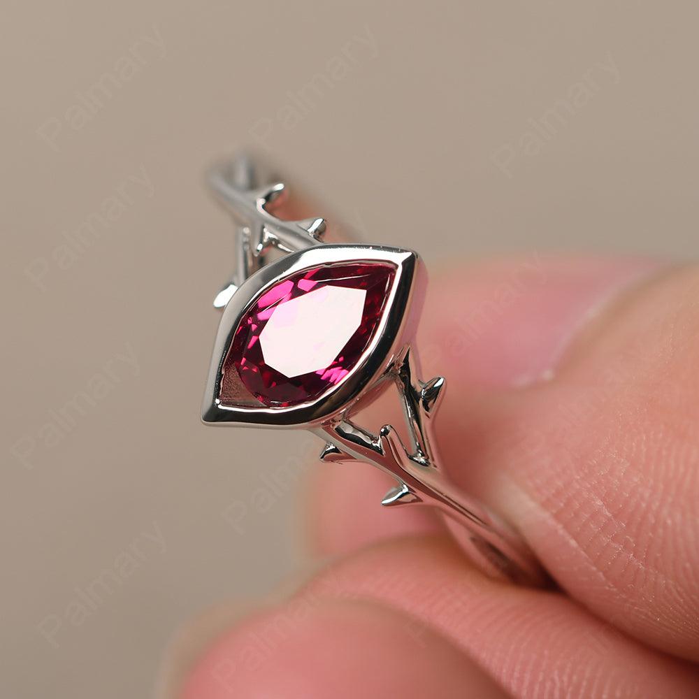 Bezel Setting Pear Shaped Ruby Ring - Palmary