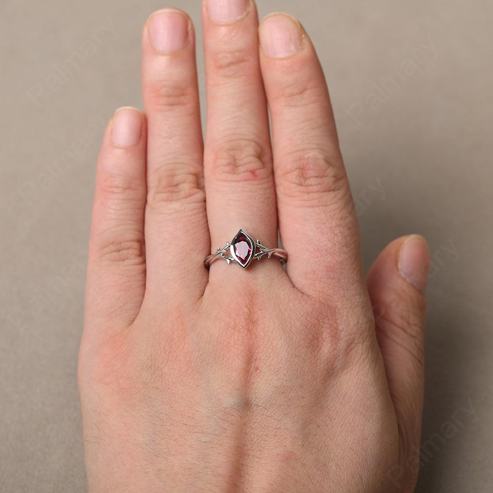 Bezel Setting Pear Shaped Ruby Ring - Palmary