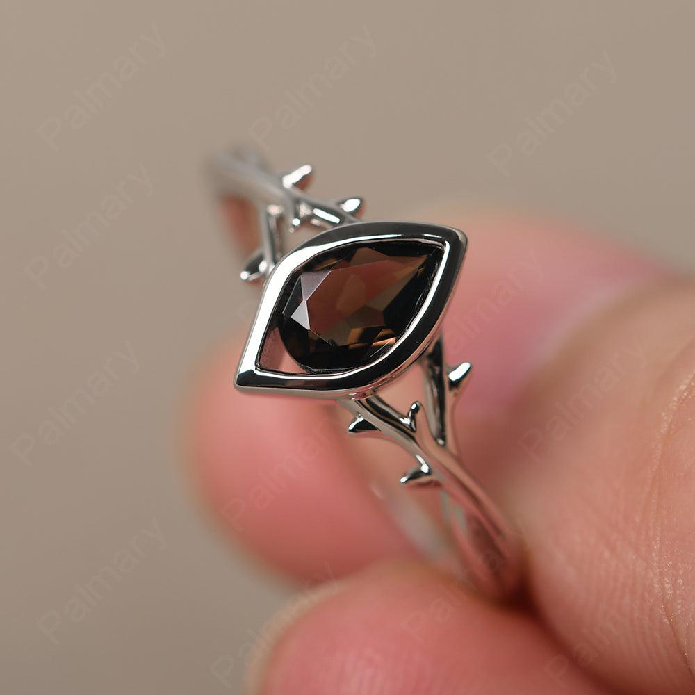Bezel Setting Pear Shaped Smoky Quartz  Ring - Palmary