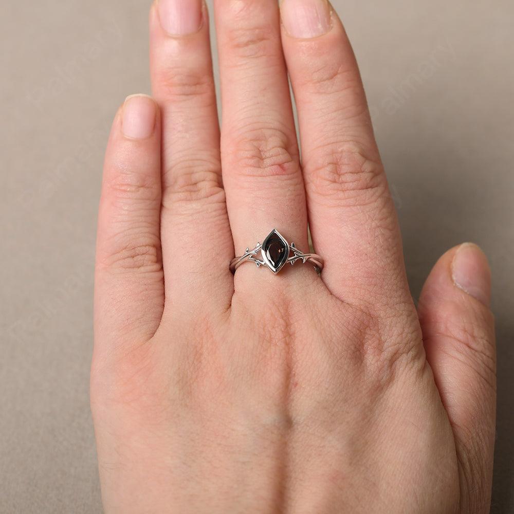 Bezel Setting Pear Shaped Smoky Quartz  Ring - Palmary