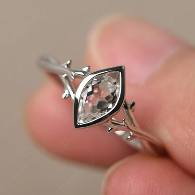 Bezel Setting Pear Shaped White Topaz Ring - Palmary