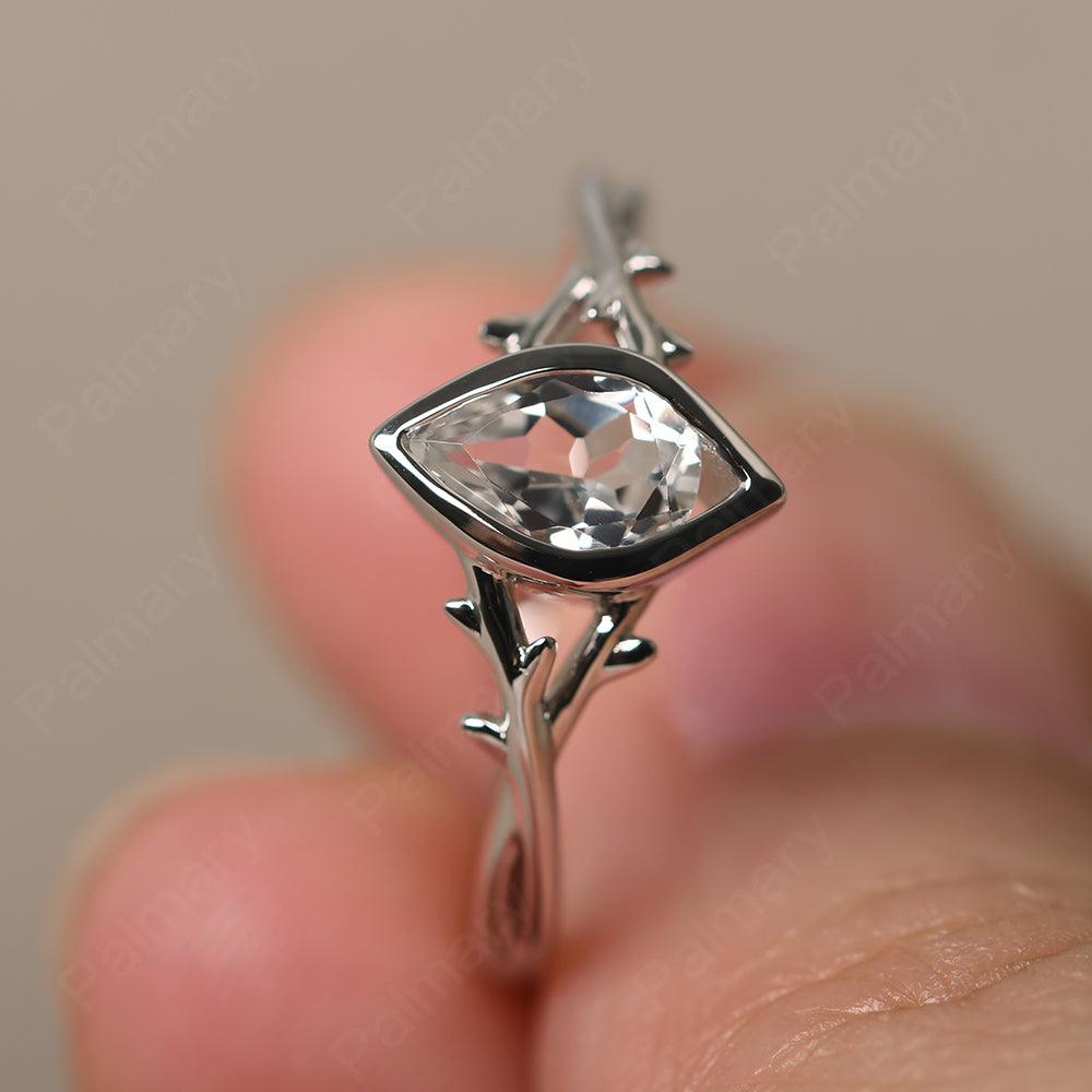 Bezel Setting Pear Shaped White Topaz Ring - Palmary