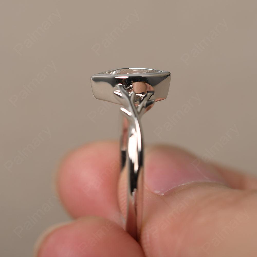 Bezel Setting Pear Shaped White Topaz Ring - Palmary