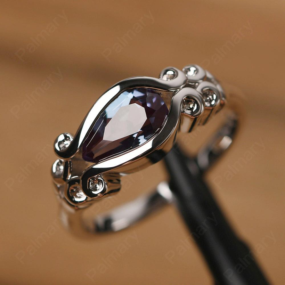 East West Pear Shaped Vintage Alexandrite Ring - Palmary