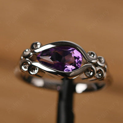 East West Pear Shaped Vintage Amethyst Ring - Palmary