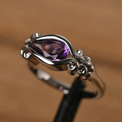East West Pear Shaped Vintage Amethyst Ring - Palmary