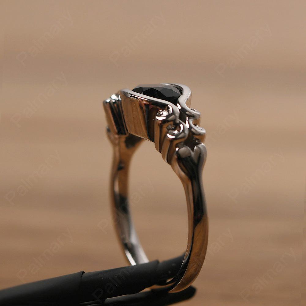 East West Pear Shaped Vintage Black Spinel Ring - Palmary