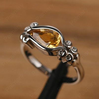 East West Pear Shaped Vintage Citrine Ring - Palmary