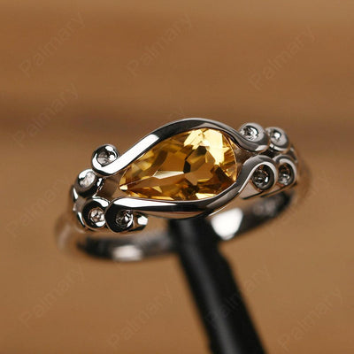 East West Pear Shaped Vintage Citrine Ring - Palmary