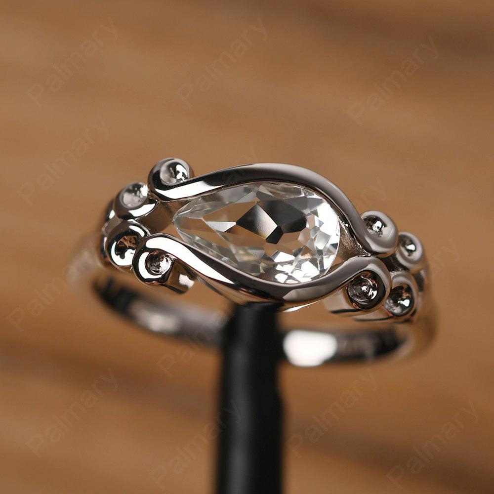 East West Pear Shaped Vintage Green Amethyst Ring - Palmary