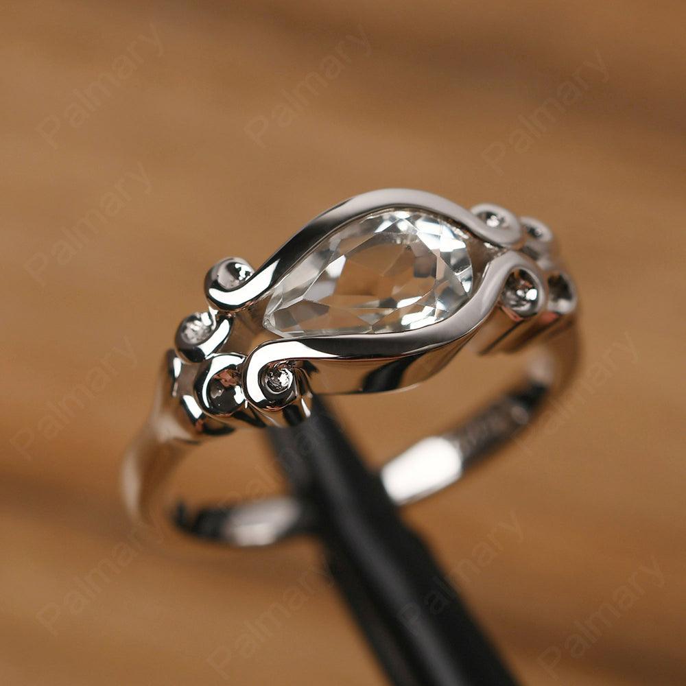 East West Pear Shaped Vintage Green Amethyst Ring - Palmary