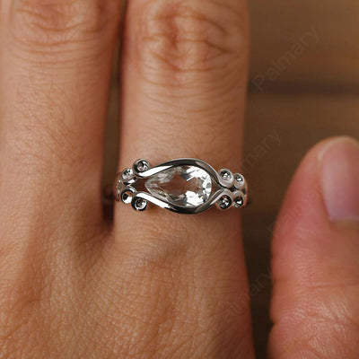 East West Pear Shaped Vintage Green Amethyst Ring - Palmary