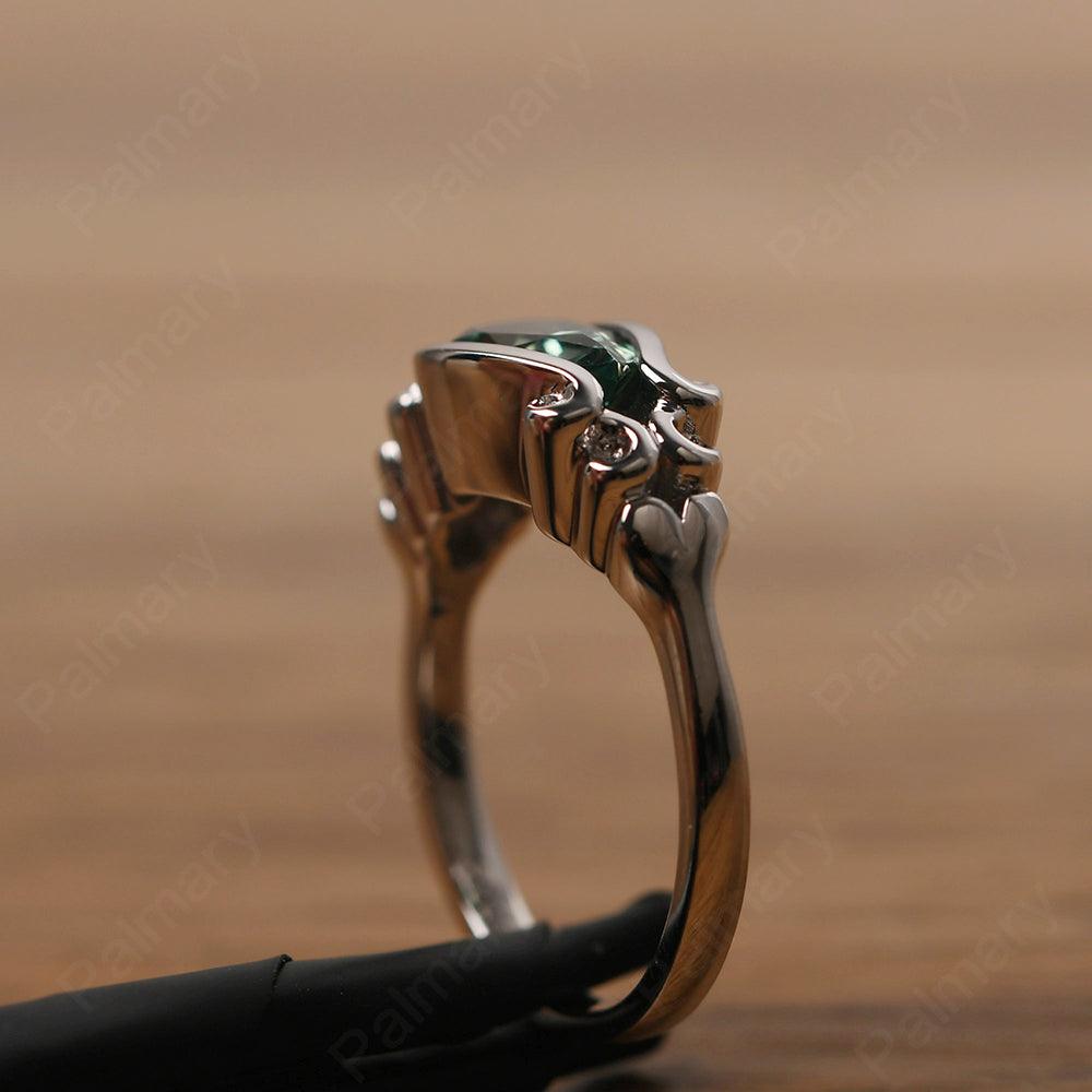 East West Pear Shaped Vintage Green Sapphire Ring - Palmary