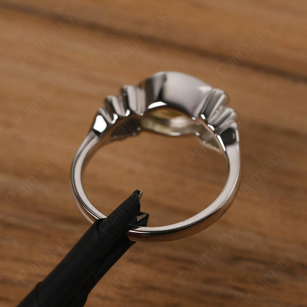 East West Pear Shaped Vintage Lemon Quartz Ring - Palmary