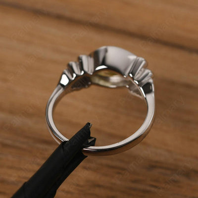 East West Pear Shaped Vintage Lemon Quartz Ring - Palmary