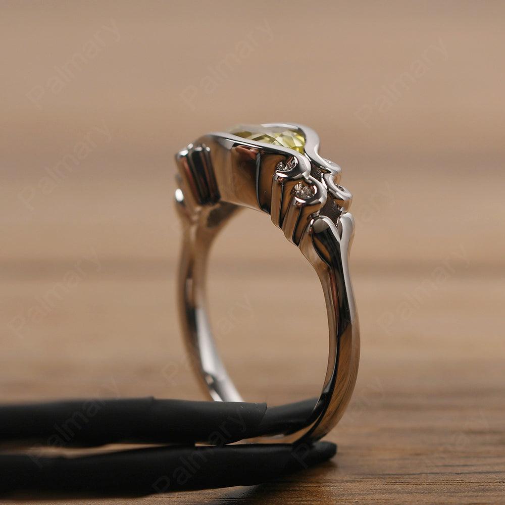 East West Pear Shaped Vintage Lemon Quartz Ring - Palmary