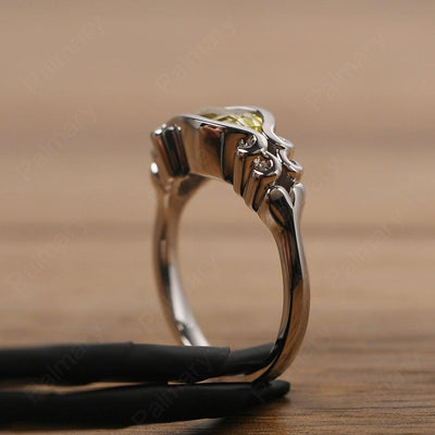 East West Pear Shaped Vintage Lemon Quartz Ring - Palmary