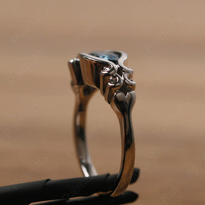East West Pear Shaped Vintage London Blue Topaz Ring - Palmary