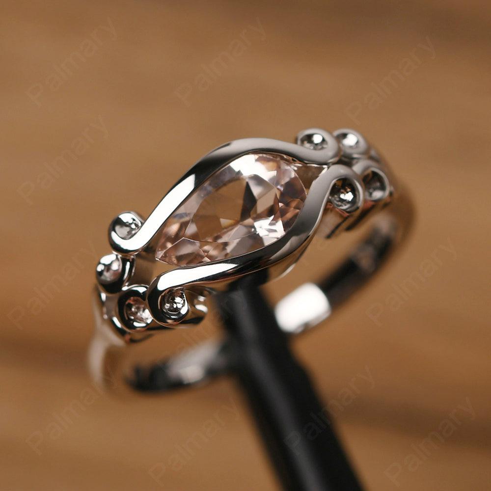 East West Pear Shaped Vintage Morganite Ring - Palmary
