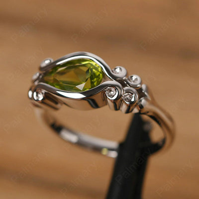 East West Pear Shaped Vintage Peridot Ring - Palmary