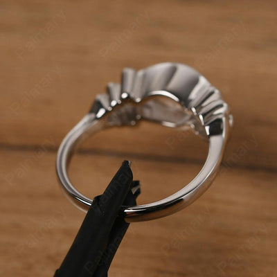 East West Pear Shaped Vintage Rose Quartz Ring - Palmary