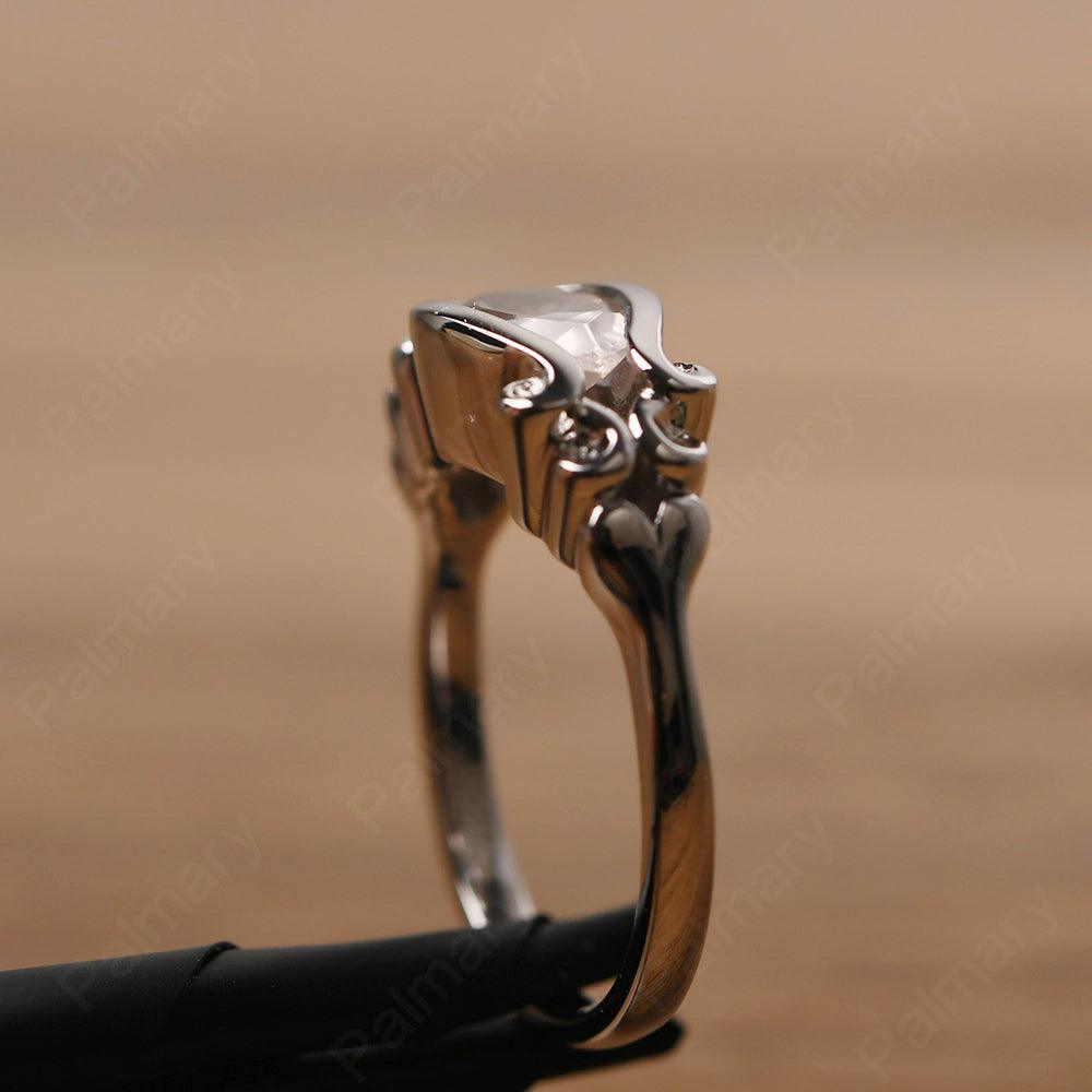 East West Pear Shaped Vintage Rose Quartz Ring - Palmary