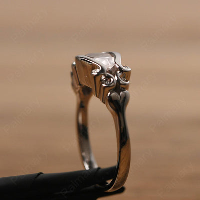 East West Pear Shaped Vintage Rose Quartz Ring - Palmary