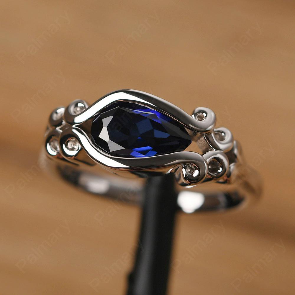 East West Pear Shaped Vintage Sapphire Ring - Palmary