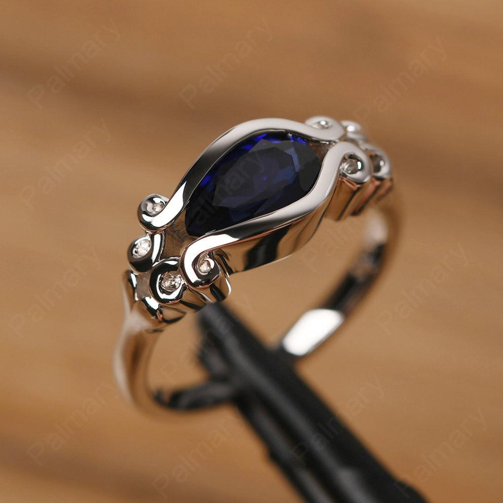 East West Pear Shaped Vintage Sapphire Ring - Palmary