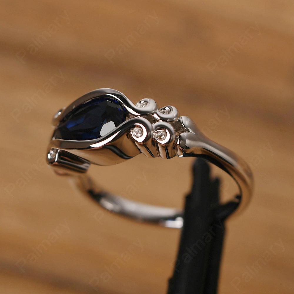 East West Pear Shaped Vintage Sapphire Ring - Palmary