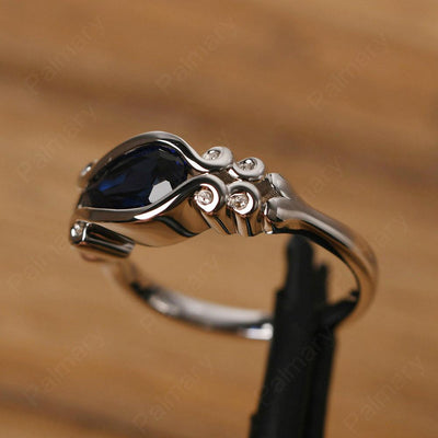 East West Pear Shaped Vintage Sapphire Ring - Palmary
