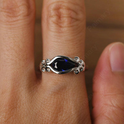 East West Pear Shaped Vintage Sapphire Ring - Palmary