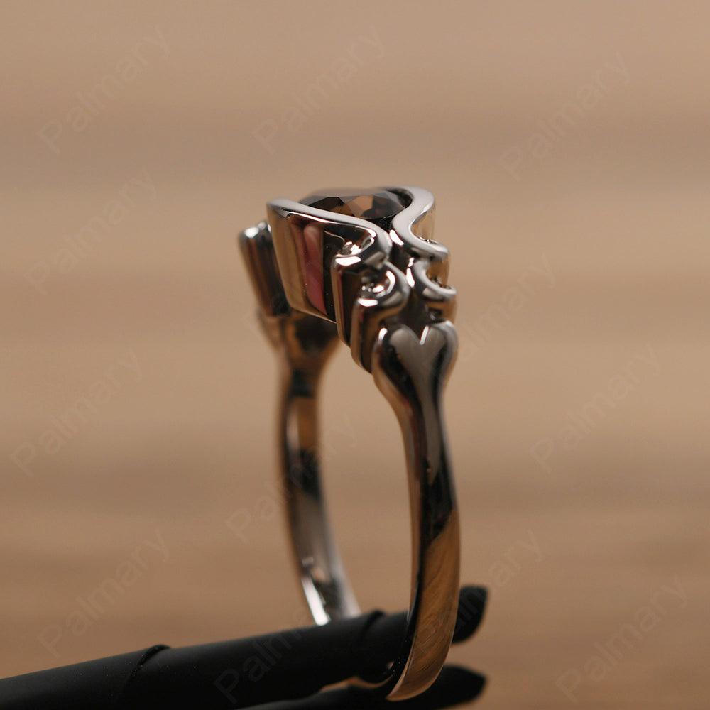 East West Pear Shaped Vintage Smoky Quartz  Ring - Palmary