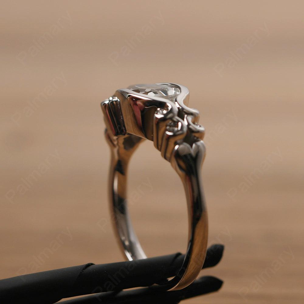 East West Pear Shaped Vintage White Topaz Ring - Palmary