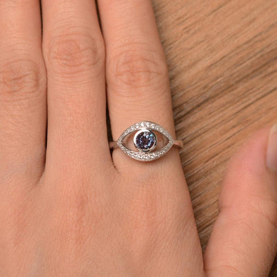 Eye Shaped Alexandrite Bezel Rings - Palmary