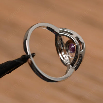Eye Shaped Amethyst Bezel Rings - Palmary