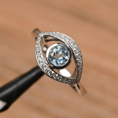 Eye Shaped Aquamarine Bezel Rings - Palmary