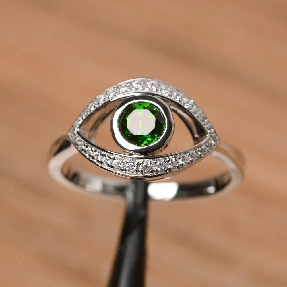 Eye Shaped Diopside Bezel Rings - Palmary