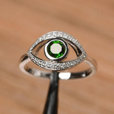 Eye Shaped Diopside Bezel Rings - Palmary