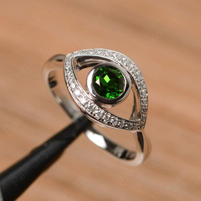 Eye Shaped Diopside Bezel Rings - Palmary