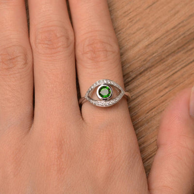 Eye Shaped Diopside Bezel Rings - Palmary